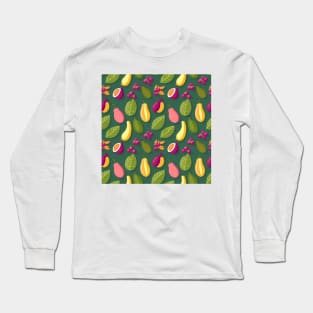 Tropical Fruit Pattern Long Sleeve T-Shirt